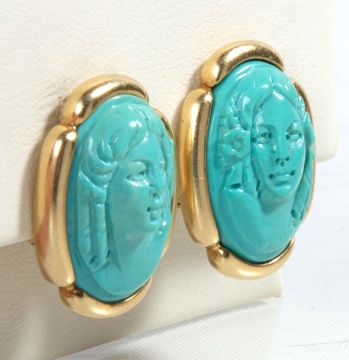 Turquoise Cameo Earrings