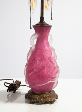Steuben Rose Quartz Glass Lamp
