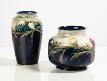 Two Moorcroft Pottery Orchid Vases