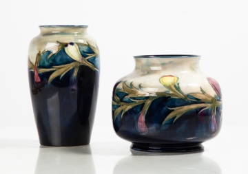 Two Moorcroft Pottery Orchid Vases