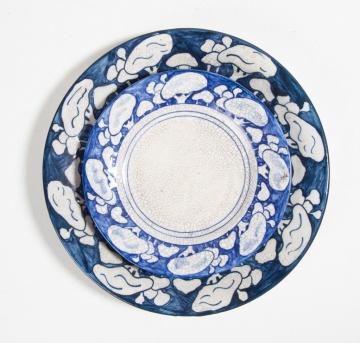 Dedham Pottery Mushroom and Snow Tree Plates