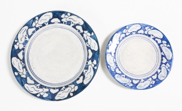 Dedham Pottery Mushroom and Snow Tree Plates