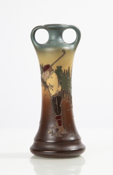Weller, Dickens Ware Pottery Vase with Golfer