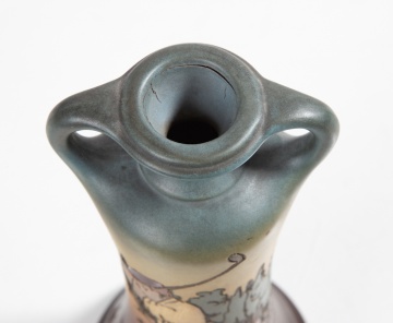 Weller, Dickens Ware Pottery Vase with Golfer