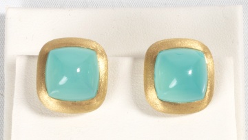 Maz Chalcedony Sugarloaf Cabochon Earrings