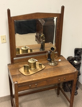 Arts & Crafts Vanity Desk & Mirror