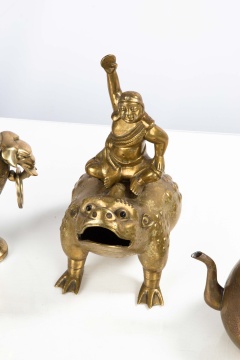 Chinese / Japanese Bronze Censors, Vase, & Teapot