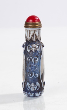 Glass Overlay Snuff Bottle with President William McKinley