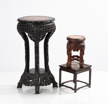 19th Century Chinese Hardwood & Marble Top Stands