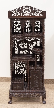 19th Century Chinese Carved Hardwood Display Cabinet