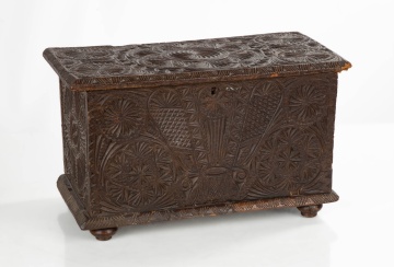 Early Pinwheel Carved Document Box