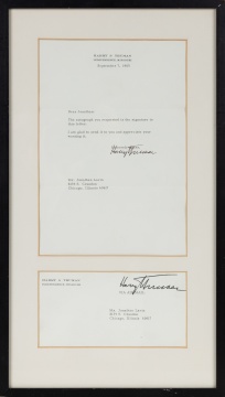 Two President Harry S. Truman Autographs