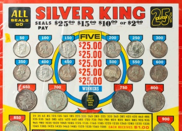 Silver King Punch Board with (14) Morgan & Peace Dollars