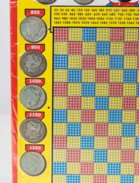 Silver King Punch Board with (14) Morgan & Peace Dollars
