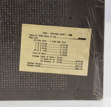 Silver King Punch Board with (14) Morgan & Peace Dollars