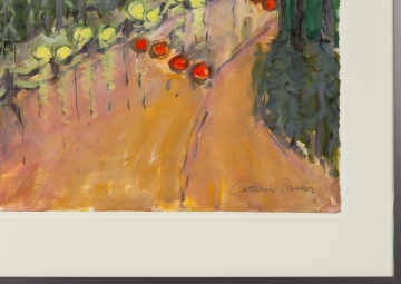 Catherine Burchfield Parker (American, 1926-2012) Route 5 Rain at Dusk