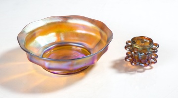Tiffany Studios Favrile Bowl & Flower Frog