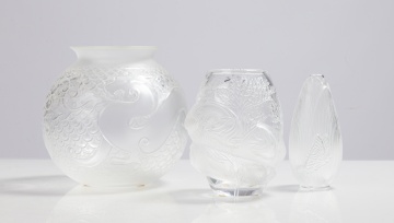 Lalique Coeur de Fleur, Tarpoon, & Xian Dragon Vases