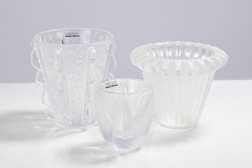 Lalique Swing Note, Royat, & Thebes Vases