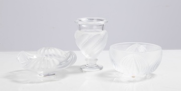 Lalique Aruba, Ermenonville, & Pinsons Vases