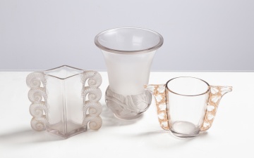 Rene Lalique Amiens, Lias (Lilac), & Honfleur Vases