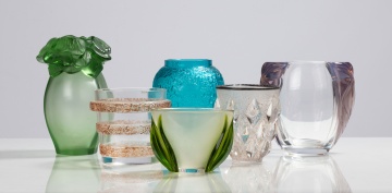 Lalique Saint Barth, Biches, Clematites, Ricquewihr, Rampillon, & Deux Tulipes Vases