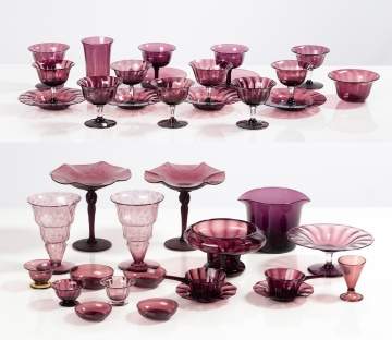 Steuben Amethyst Sherbets, Tumbler, & Bowl