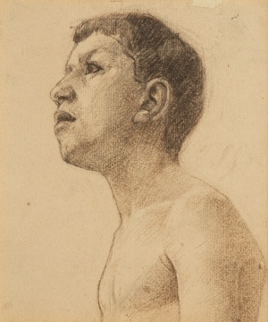 John Singer Sargent (American, 1856-1925) Pencil Study for Portrait (Head of Boy)