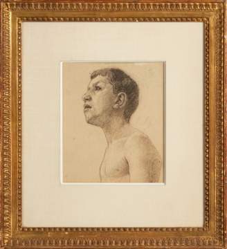 John Singer Sargent (American, 1856-1925) Pencil Study for Portrait (Head of Boy)
