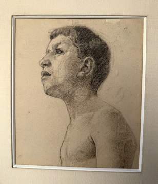 John Singer Sargent (American, 1856-1925) Pencil Study for Portrait (Head of Boy)