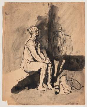 Keith Vaughan (British, 1912-1977) Interior with Figures