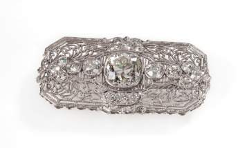 Platinum & Diamond Art Deco Filigree Brooch