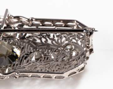 Platinum & Diamond Art Deco Filigree Brooch