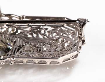 Platinum & Diamond Art Deco Filigree Brooch