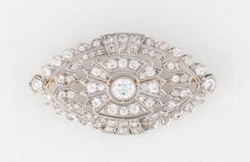 14K Gold & Diamond Art Deco Brooch