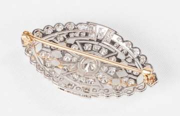 14K Gold & Diamond Art Deco Brooch