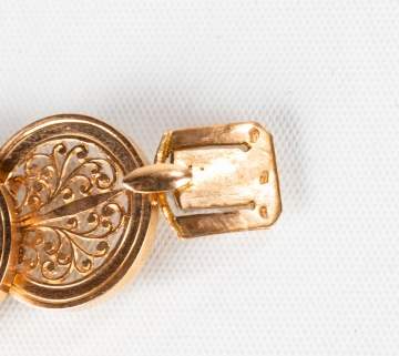 18K Gold French Byzantine Revival Cross Necklace & Earrings