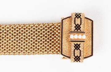 Antique 14K Gold Mesh Slide-and-Tassel Bracelet