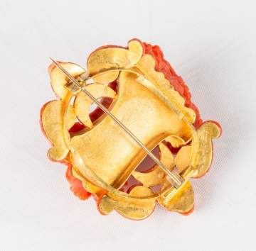 14K Gold & Coral Italian Grand Tour Earrings & Brooches