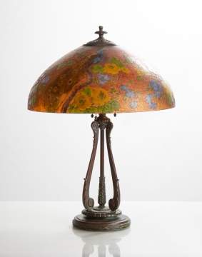 Fine & Rare Handel Peacock Lamp