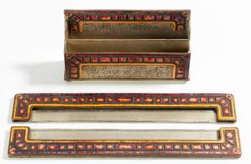 Tiffany Studios Red Art Deco Desk Accessories