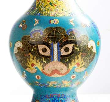 Monumental Chinese Cloisonne Enamel Vase