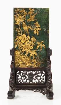 Chinese Decorated Jade Table Screen