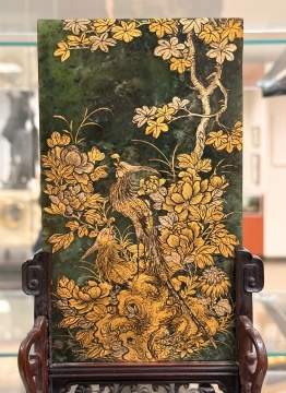 Chinese Decorated Jade Table Screen