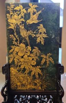 Chinese Decorated Jade Table Screen