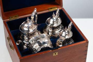 William Gale & Son Cased Silver Coffee & Tea Set
