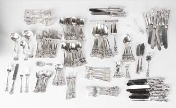Assembled Set of American Sterling Silver King's Pattern Flatware