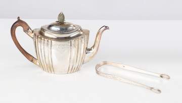 Peter, Ann, & William Bateman (1799-1805) Silver Tea Pot & Tongs