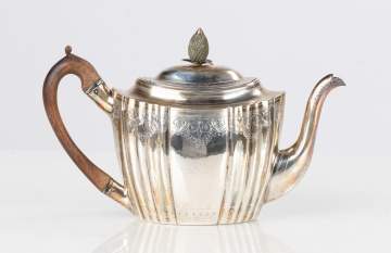 Peter, Ann, & William Bateman (1799-1805) Silver Tea Pot & Tongs