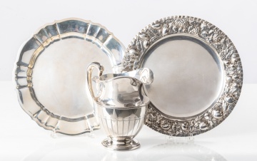 Silver Classical Ewer & Two Chargers